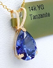 AAA TANZANITE  2.07 Cts PENDANT 14K YELLOW GOLD - MADE IN USA - New With Tag