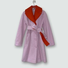 Jil Sander Navy | Pink Texture 100% Virgin Wool Coat Red Details | GR32, XSmall