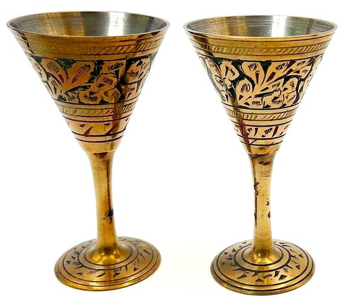 Vintage brass pair goblets - brass,