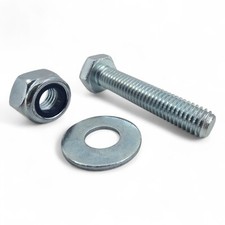 FULLY THREADED NUTS BOLTS WASHERS NYLON SET SCREWS NYLOC M8 M10 M12 NUT BZP