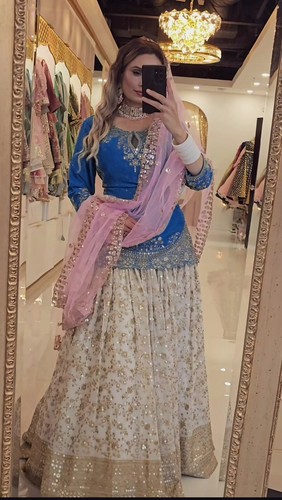 Blue long blouse choli - choli, lehenga