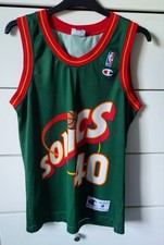 **NBA**Size M**Vintage Champion Seattle Sonics No 40 Kemp Basketball Jersey Vest