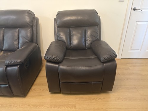 Brown leather seater - brown,