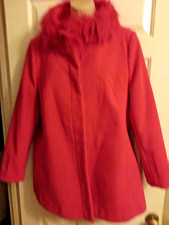 Red Herring Beautiful Pink Coat FUR Collar Size 18 New
