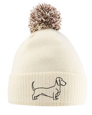 Sausage Dog Embroidered Hat Dachshund Bobble Pet Owner Christmas Her Winter W...