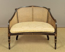 Antique Small Painted Canework Couch c.1910