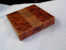 ART DECO VINTAGE BAKELITE BURR WOOD MIRROR POWDER POCKET COMPACT PURSE BOX
