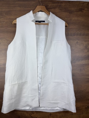 White longline vest blazer - vest,