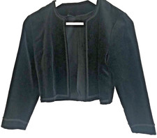 Vintage Bolero Evening Jacket Bust 34" Black Velvet & Braided Trim Edge to Edge