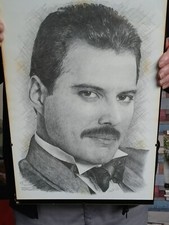 Jonathan Wood pencil drawing of Freddie Mercury