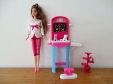 Fashion Doll Pet Vet Table with Doll, Pets, Cat Tree and Scales