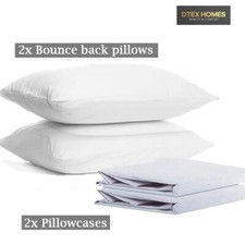 DtexHomes Pack of 2,4 Hotel Quality Bounce Back Pillows Bedding with pillowcases