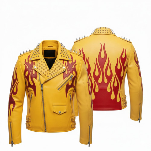 Yellow moto jacket - moto, red