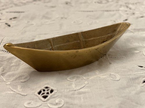 Vintage dory boat shaped brass - boat,