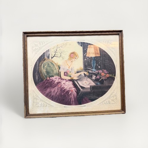 Vintage framed art print woman - framed,