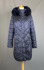 Barbour Reesdale Quilted hooded Fibredown Parka navy coat Size UK 14