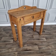 Antique Victorian Style Solid Pine Wooden Hall Console Table - Drawer Wash Stand