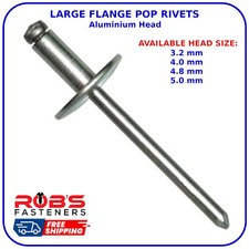 POP RIVETS LARGE FLANGE ALUMINIUM HEAD DOME BLIND 3.2mm, 4mm, 4.8mm, 5mm