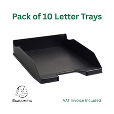 10x Letter Tray Organiser A4 Black Office Desktop Paper Storage Stacking Trays