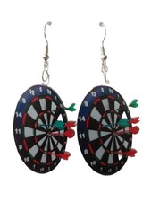 Dart Board / Darts Quirky/funky, Earrings Silver Plated Wires