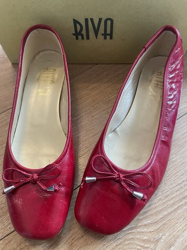 Riva red leather ballet - red,