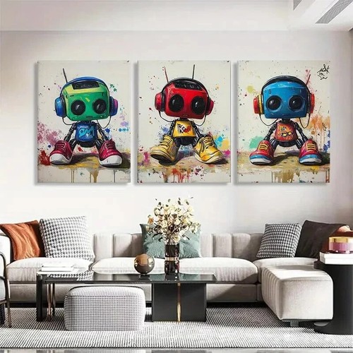 3pcs playful robot figures - playful,