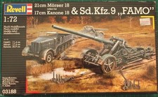 1/72 WW2 Revell 21cm Morser 18 or 17cm Kanone 18 & Sdkfz. 9, FAMO. COMPLETE.