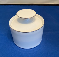Thomas Of Germany Porcelain Lidded Sugar Bowl, White with Silver Rim