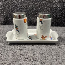 Peter Stainer Christmas Salt + Pepper W/ Tray   "Royal Garden" Xmas Theme
