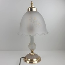 Vintage CONTESSA 1980s White Frosted Glass Dome Lily Lamp Hobnail Stem WORKING