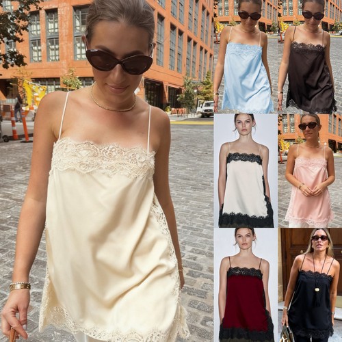 Women lace satin strappy - women's, tee