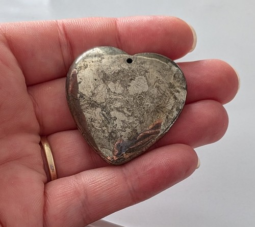 Large pyrite heart - pyrite, pendant