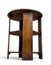 ANTIQUE ARTS AND CRAFTS SOLID OAK COFFEE TABLE HEALS STYLE THREE TIER C1930s