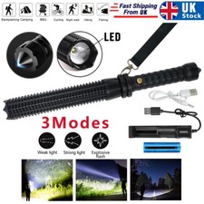 1200000LM Powerful Bright LED Flashlight Security Retractable Torch Lamp Light