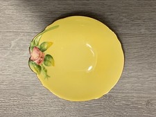 Royal Winton Grimwades Yellow with Gold Rim Pink Green Rose Bud Dish Bowl 5488