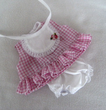 PINK CHECK DRESS,PANTS & BIB