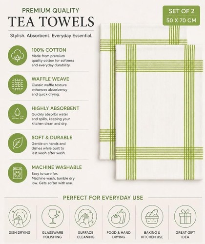 Waffle tea towel - tea,