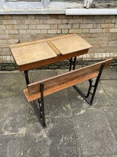 Vintage Wooden School Desk Old