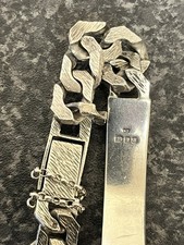 STERLING SILVER MENS BRACELET CURB - HEAVY CHUNKY - Solid 925 Silver