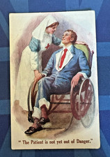 WW1 Military Patriotic Postcard Red Cross Nurse Blues Uniform Wounded Soldier