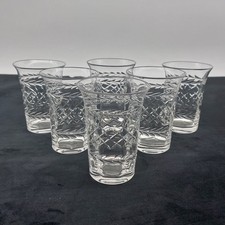 Thomas Webb Crystal Tumblers x6 Small Flared Rim 110ml 8.7cm Laurel Criss Cross