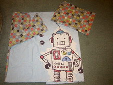 Vertbaudet kids pale blue giant robot & cogs 100% cotton single bed duvet set