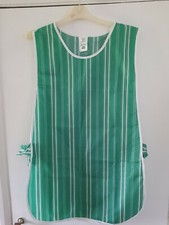 Ladies Tabard size S-M Nylon P/U coated Apron Rustly Green + White stripe design