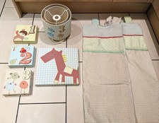 Next Nursery Set Ziggy & Friends Unisex Green, Yellow Curtains Lamp Shade Canvas