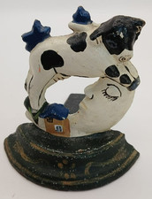 Hand Painted Iron Door Stop. "The Cow Jumps Over The Moon"