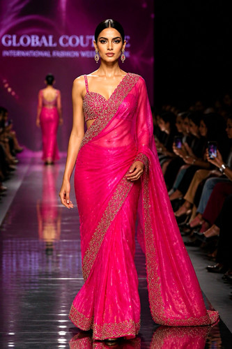 Women pink sari saree - women’s, sari/saree