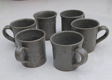 Set of 6 Rustic Stoneware Coffee Mugs – Handmade Style Ceramic Cups