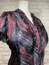 Shiny Slippery Satin Shirt Secretary Blouse Sissy Mistress Sz 20 46” Bust TV CD