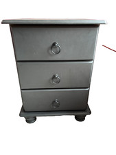 Matte Black Revamped Pine Set of 3 Draws Table Bun Feet Knocker Style Handles