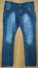 ETO Jeans Blue Denim Multi Cargo Pocket Jeans - 38L 